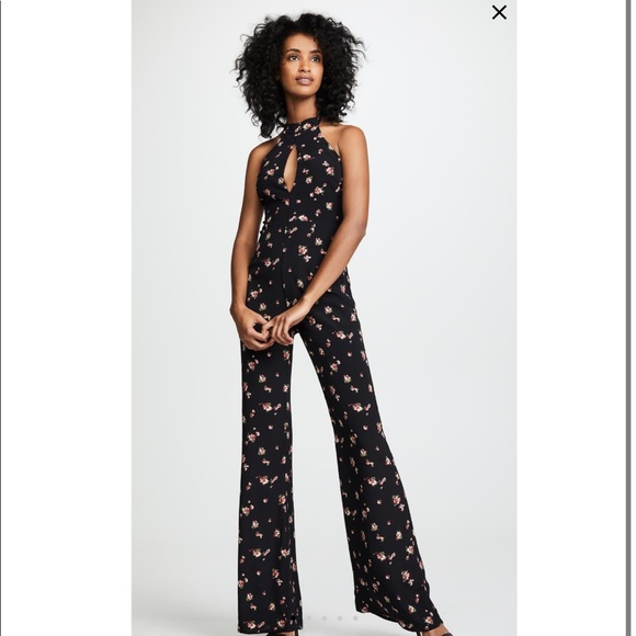 Flynn Skye Elaina dark bloom halter jumpsuit NWT - Picture 3 of 11